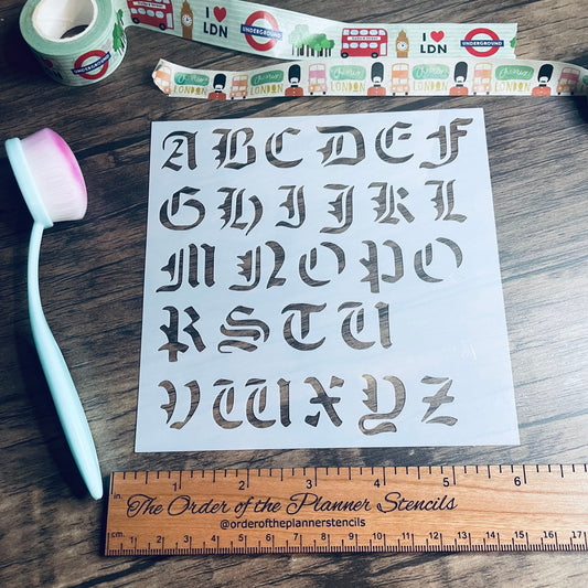 Old English Font Stencil /Inking cover  Planner/Bullet Journal/Art Journal/Inking Stencil