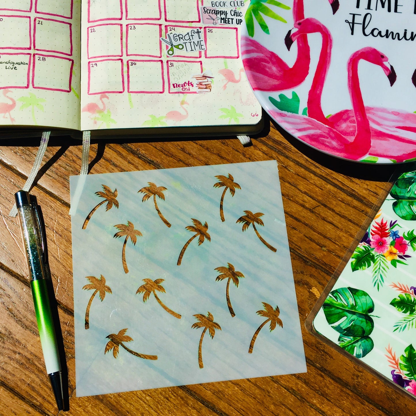 Palm Tree Cover  Stencil-Art Journal, Planner Stencil, cookie stencil, Jouraling, tropical, tropical stencil