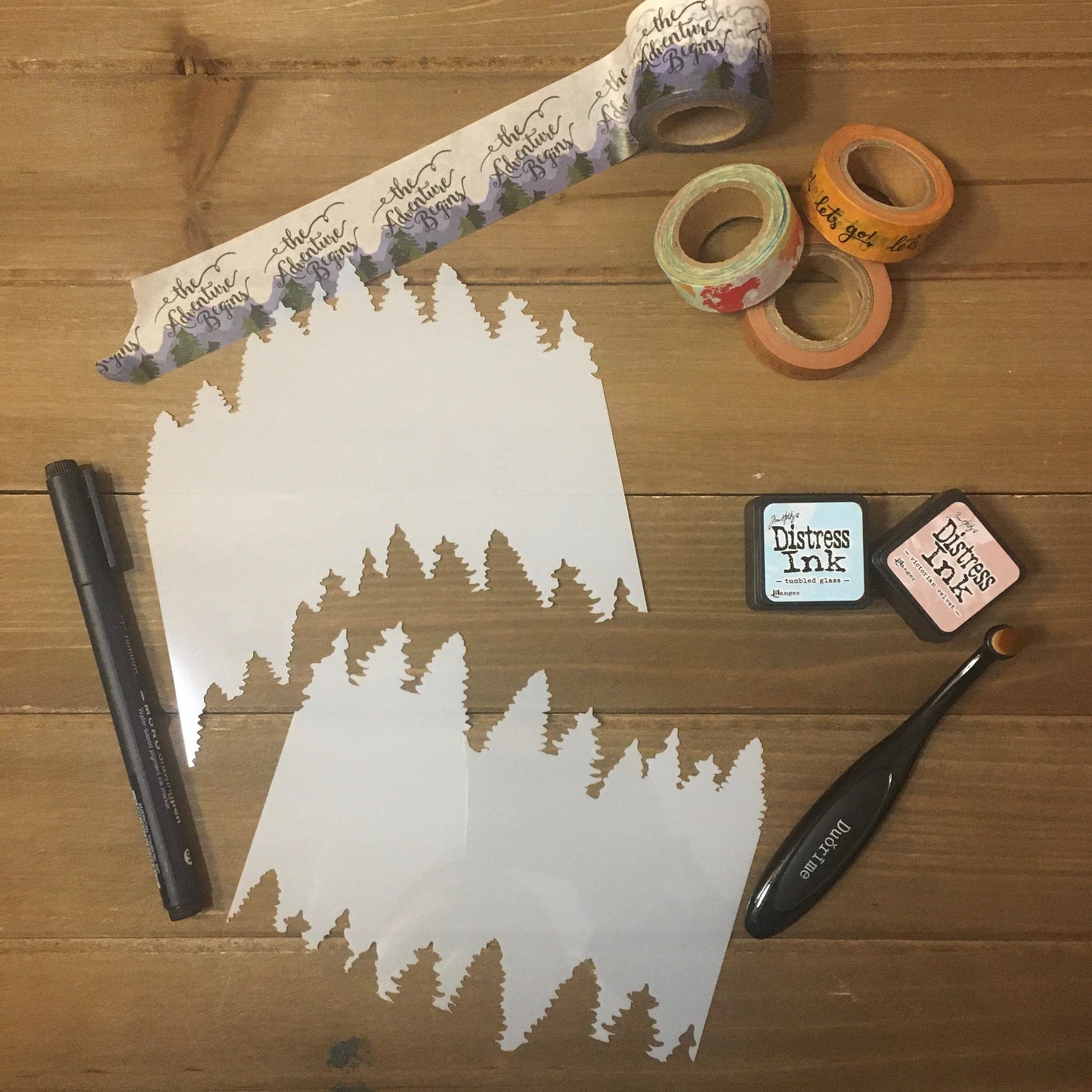 Pine Tree Edger Stencils (Set of 2)  /Inking cover  Planner/Bullet Journal/Art Journal/Inking Stencil