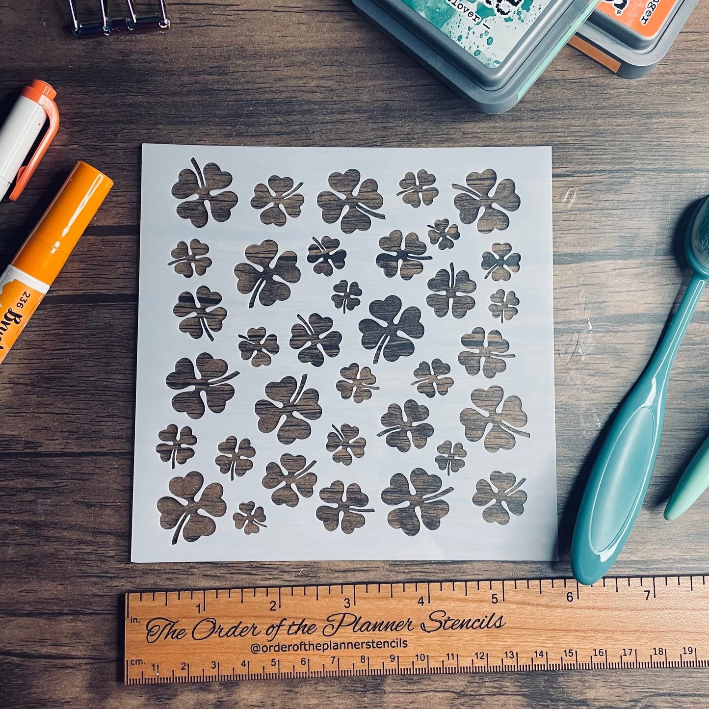 Shamrocks Pattern Small Planner/Bullet Journal/Art Journal/Inking Stencil/ bujo planner craft stencil inking card making