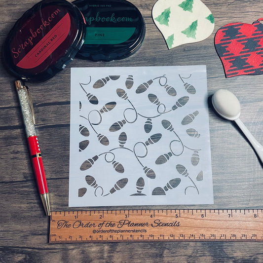 Tangled Christmas Lights Strands Stencil  Planner/Bullet Journal/Art Journal/Inking Stencil/holiday DIY Christmas Cards Christams Tags