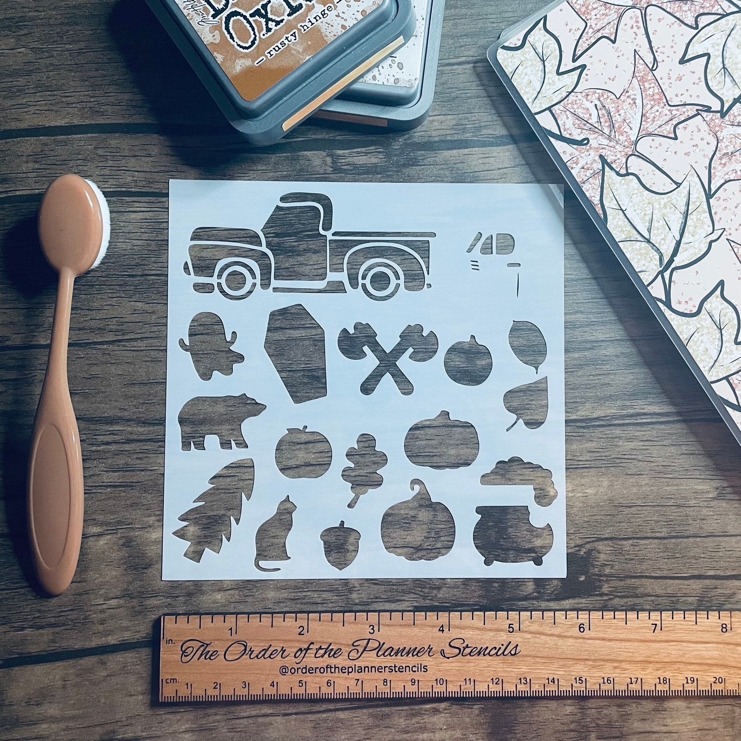 The build your own fall truck Stencil /Inking cover  Planner/Bullet Journal/Art Journal/Inking Stencil