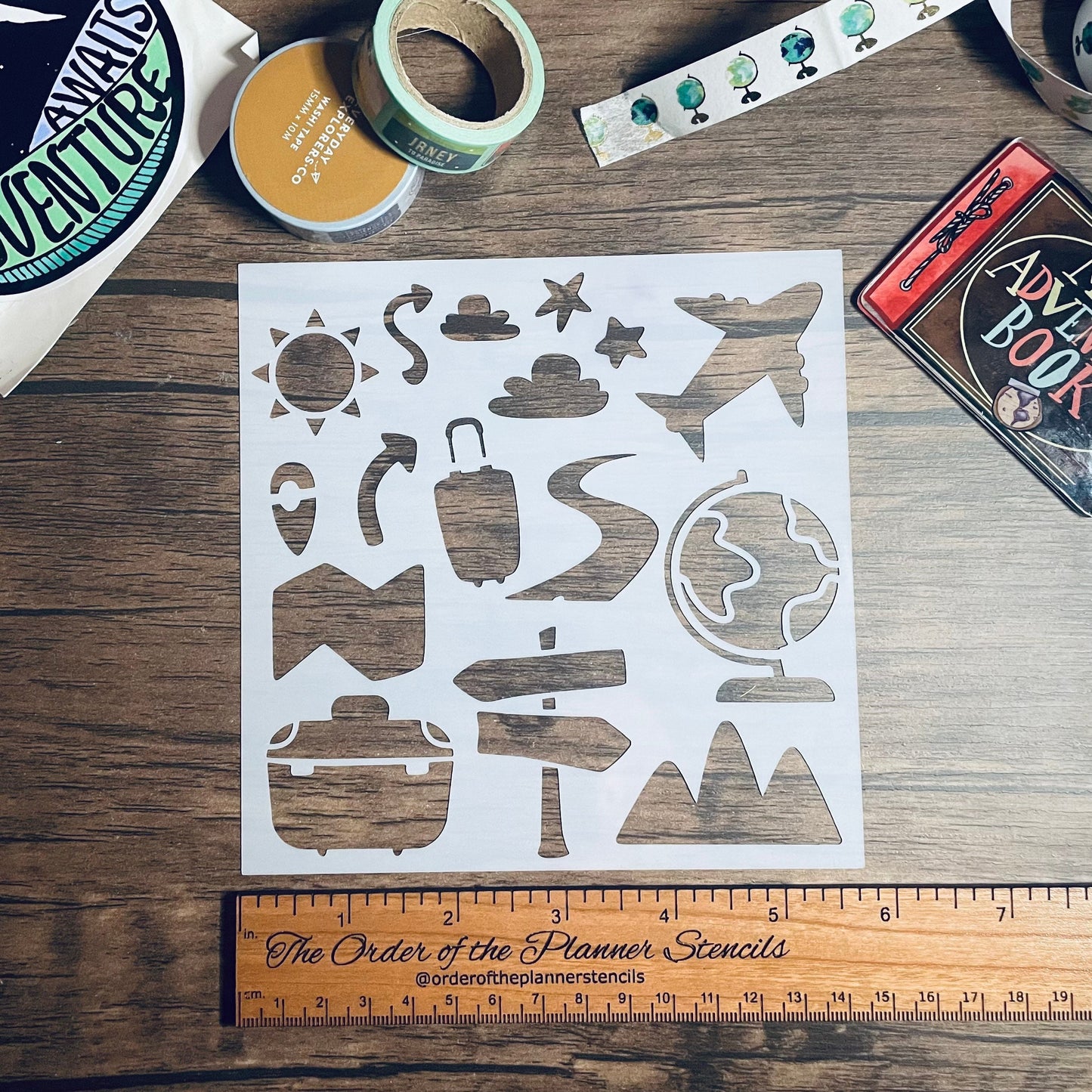 Travel Doodles Stencil /Inking cover  Planner/Bullet Journal/Art Journal/Inking Stencil