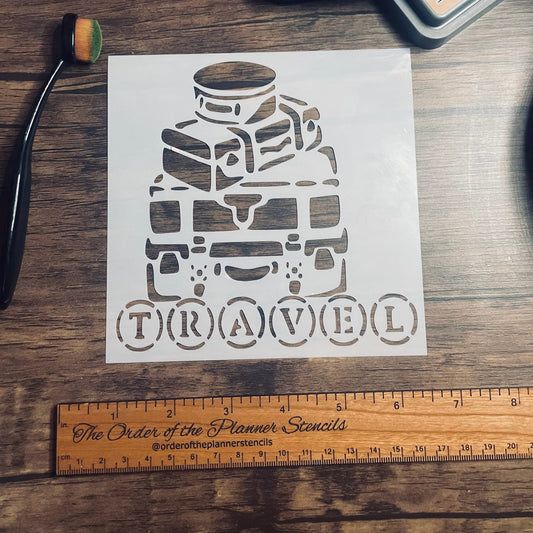 Travel Luggage Stencil Planner/Bullet Journal/Art Journal/Inking Stencil/ bujo planner craft stencil inking card making