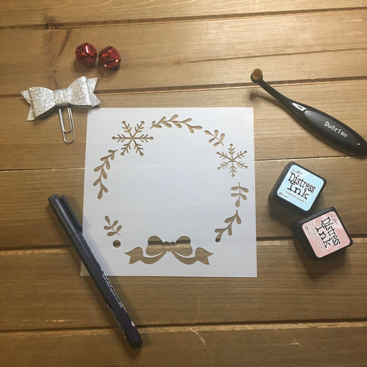 Winter Wreath Stencil /Inking cover  Planner/Bullet Journal/Art Journal/Inking Stencil