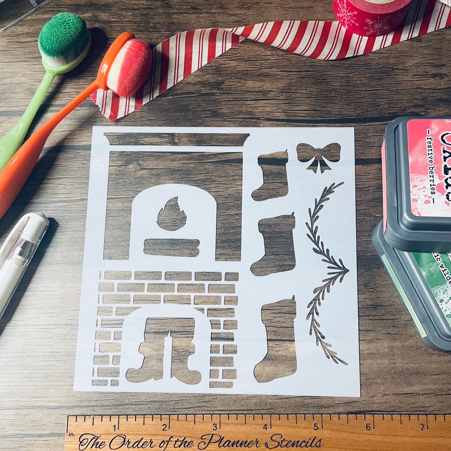 Christmas Mantle Stencil Planner/Bullet Journal/Art Journal/Inking Stencil/ bujo planner craft stencil inking card making