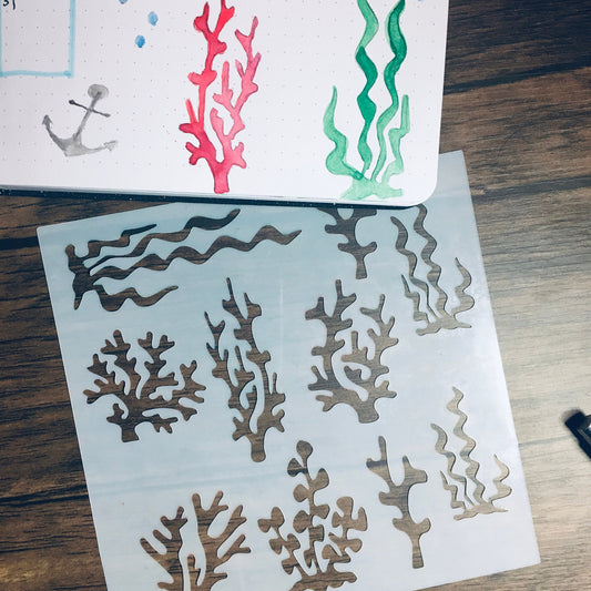 Coral Stencil Stencil /Inking cover Planner/Bullet Journal/Art Journal/Inking Stencil Ocean