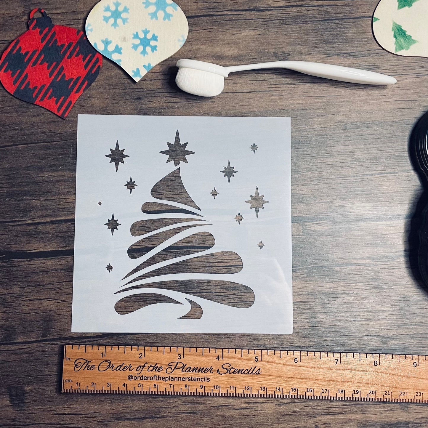 Curly Christmas Tree Stencil  Planner/Bullet Journal/Art Journal/Inking Stencil/holiday DIY Christmas Cards Christams Tags