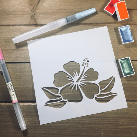 Hibiscus 2 Stencil /Inking cover  Planner/Bullet Journal/Art Journal/Inking Stencil