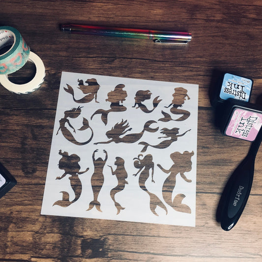 Mermaid Variety Stencil /Inking cover  Planner/Bullet Journal/Art Journal/Inking Stencil Ocean