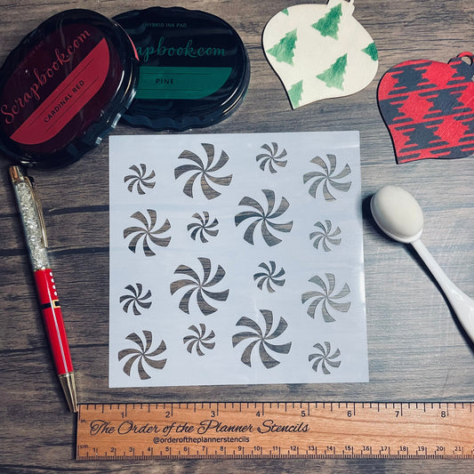 Peppermint Pattern Stencil  Planner/Bullet Journal/Art Journal/Inking Stencil/holiday DIY Christmas Cards Christams Tags