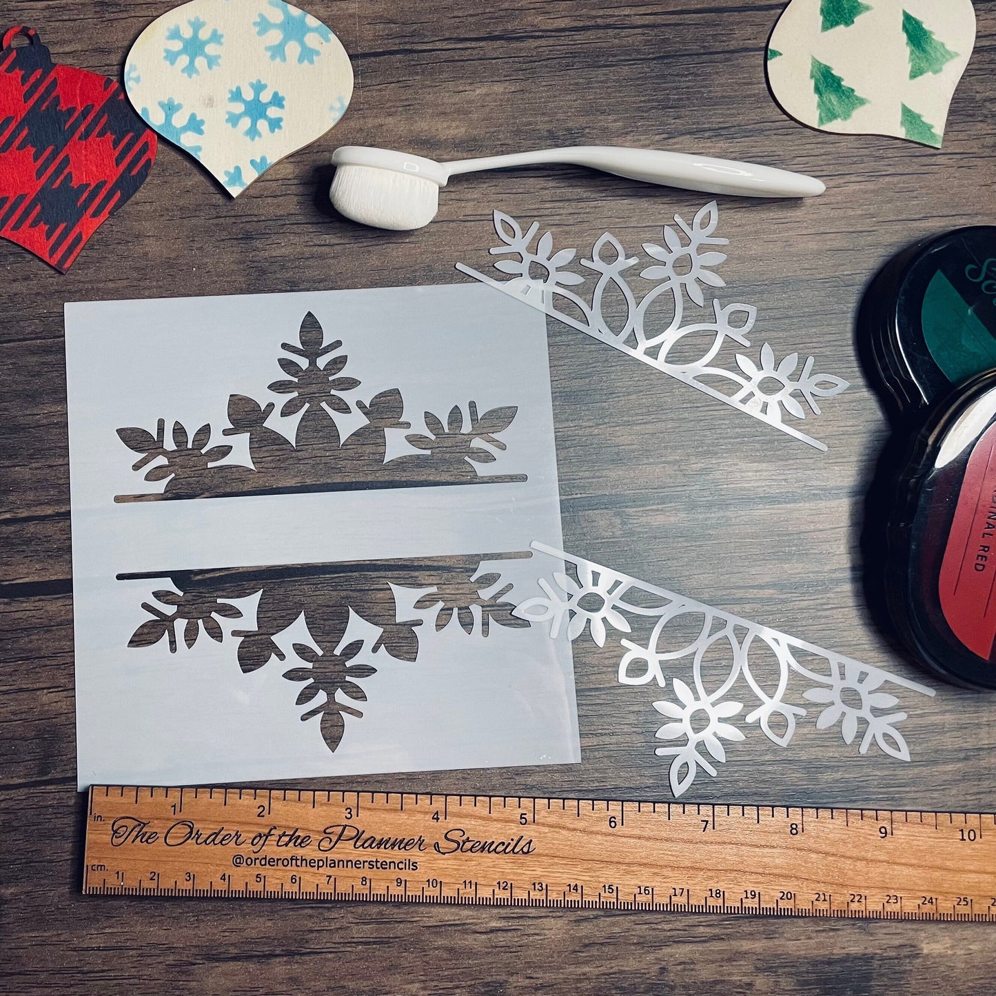 Snowflake Banner 3 Piece Stencil Planner/Bullet Journal/Art Journal/Inking Stencil/holiday DIY Christmas Cards Christams Tags