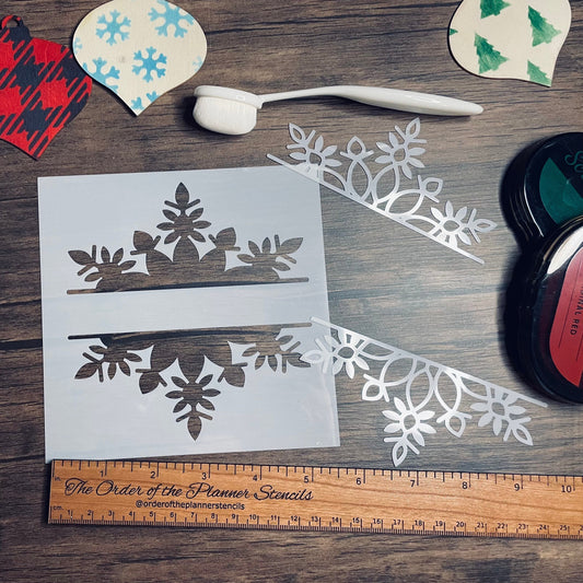 Snowflake Banner 3 Piece Stencil  Planner/Bullet Journal/Art Journal/Inking Stencil/holiday DIY Christmas Cards Christams Tags