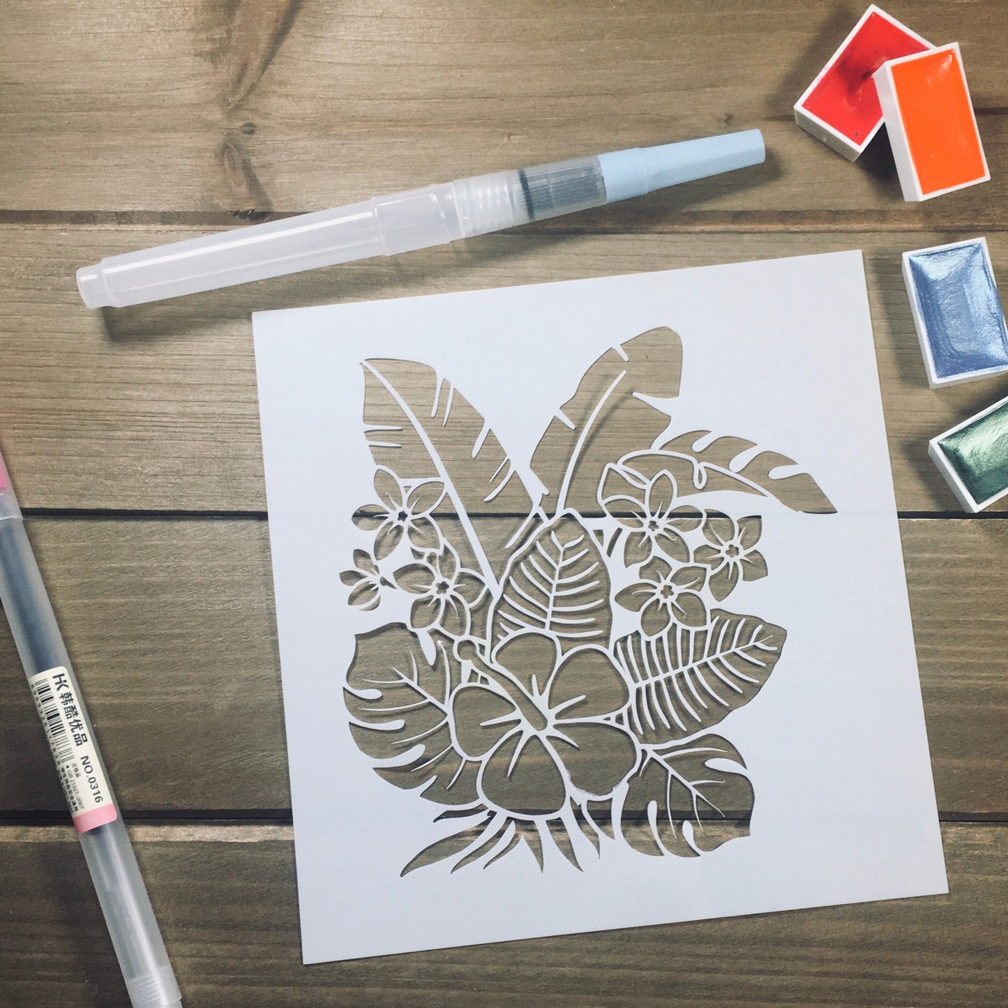 Tropical Flower Stencil /Inking cover  Planner/Bullet Journal/Art Journal/Inking Stencil