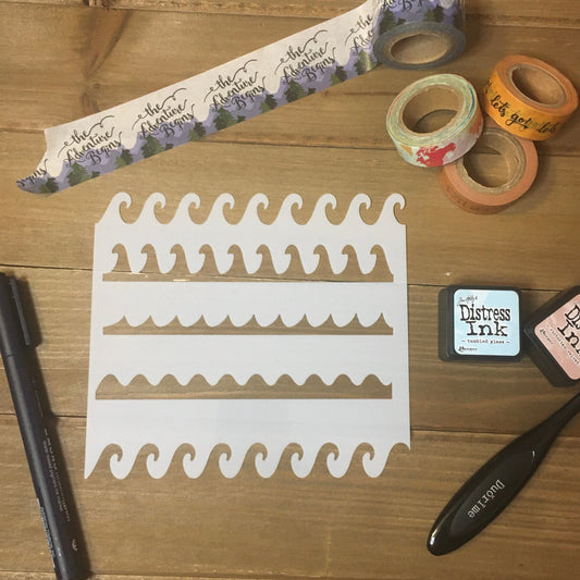 Wave Edger Stencil /Inking cover  Planner/Bullet Journal/Art Journal/Inking Stencil