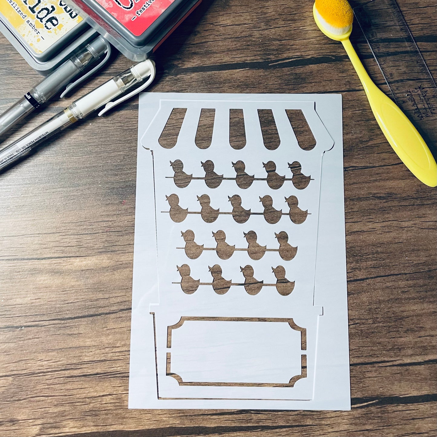 Duck Carnival Game A5 2 Piece Stencil /Inking cover  Planner/Bullet Journal/Art Journal/Inking Stencil