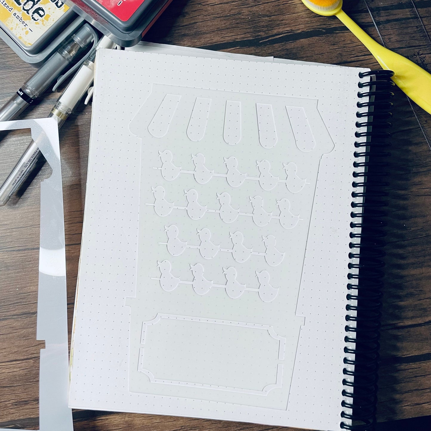 Duck Carnival Game A5 2 Piece Stencil /Inking cover  Planner/Bullet Journal/Art Journal/Inking Stencil