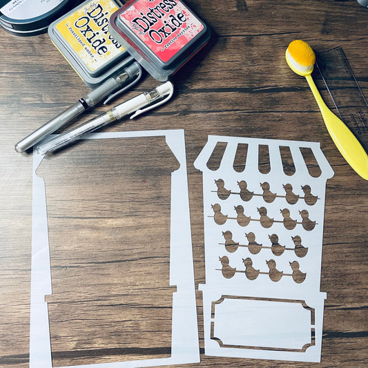 Duck Carnival Game A5 2 Piece Stencil /Inking cover  Planner/Bullet Journal/Art Journal/Inking Stencil