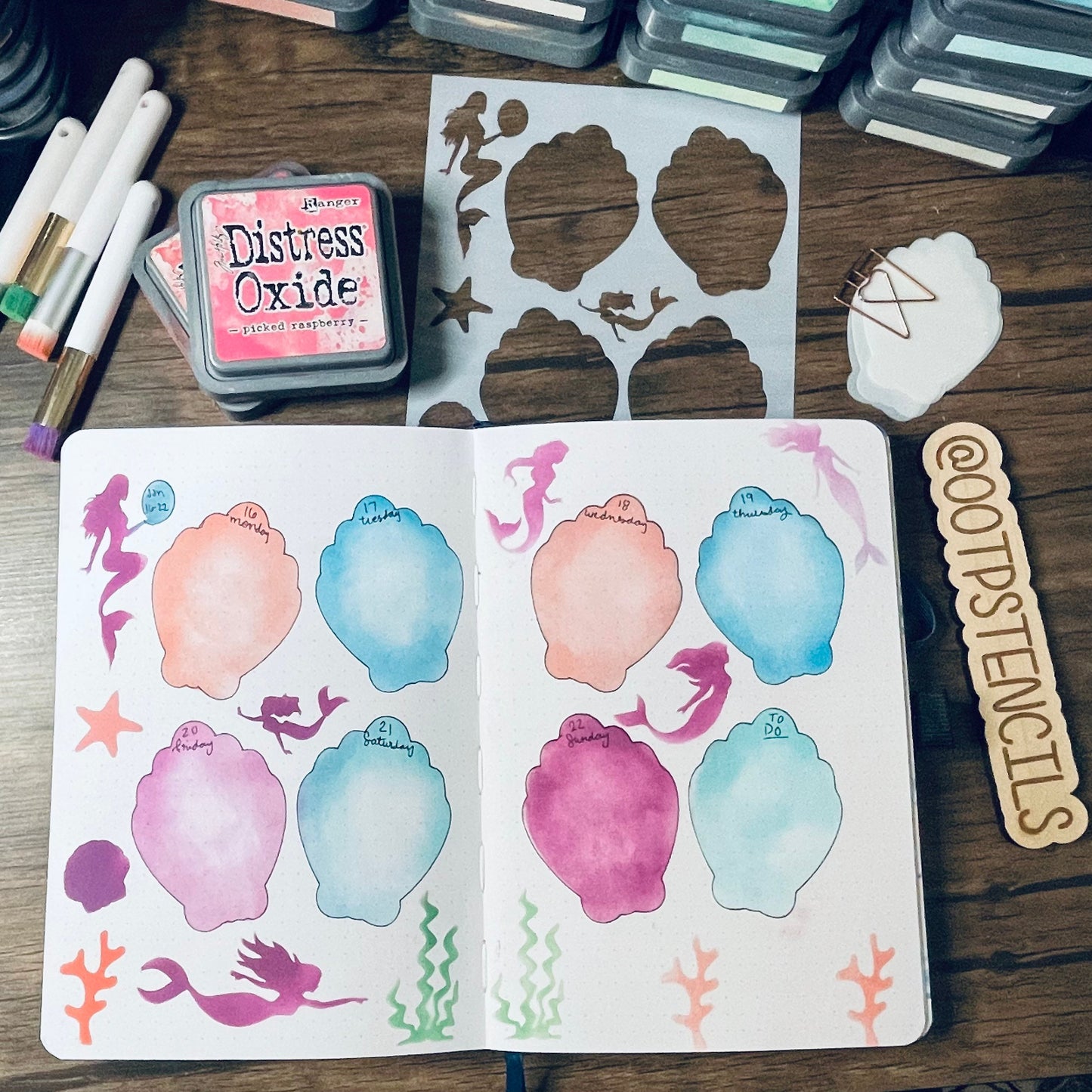 Mermaid Shell Layout A5 Stencil /Inking cover  Planner/Bullet Journal/Art Journal/Inking Stencil