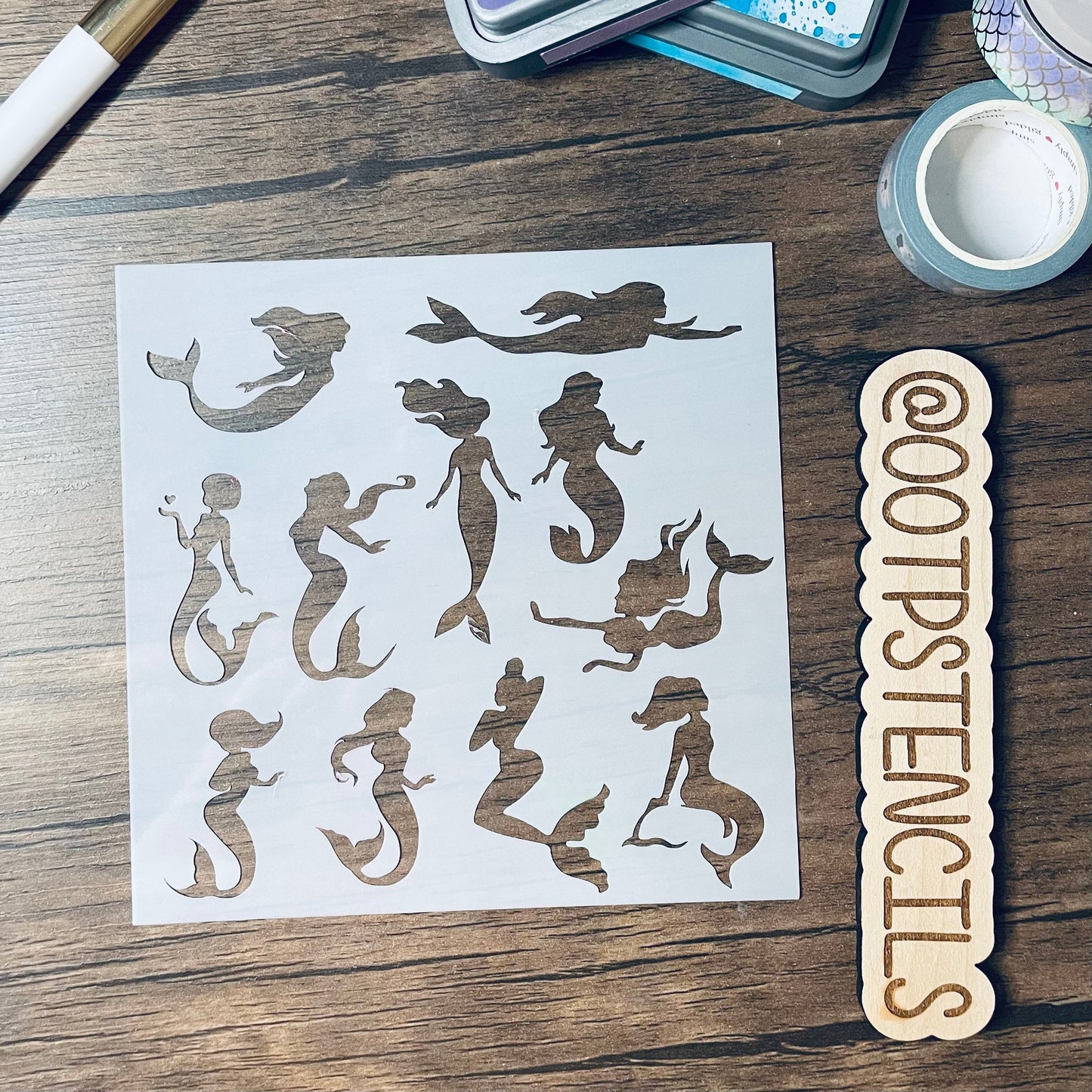 Mermaid Version 1 Stencil Planner/Bullet Journal/Art Journal/Inking Stencil/ bujo planner craft stencil inking card making
