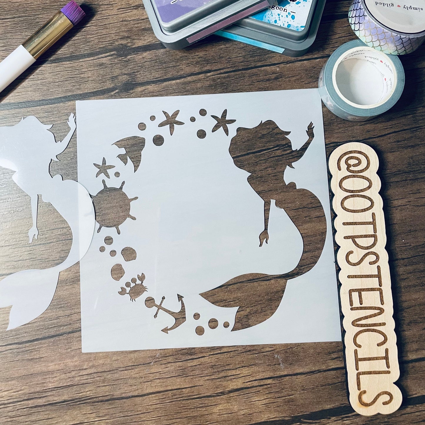 Mermaid Wreath Stencil Planner/Bullet Journal/Art Journal/Inking Stencil/ bujo planner craft stencil inking card making