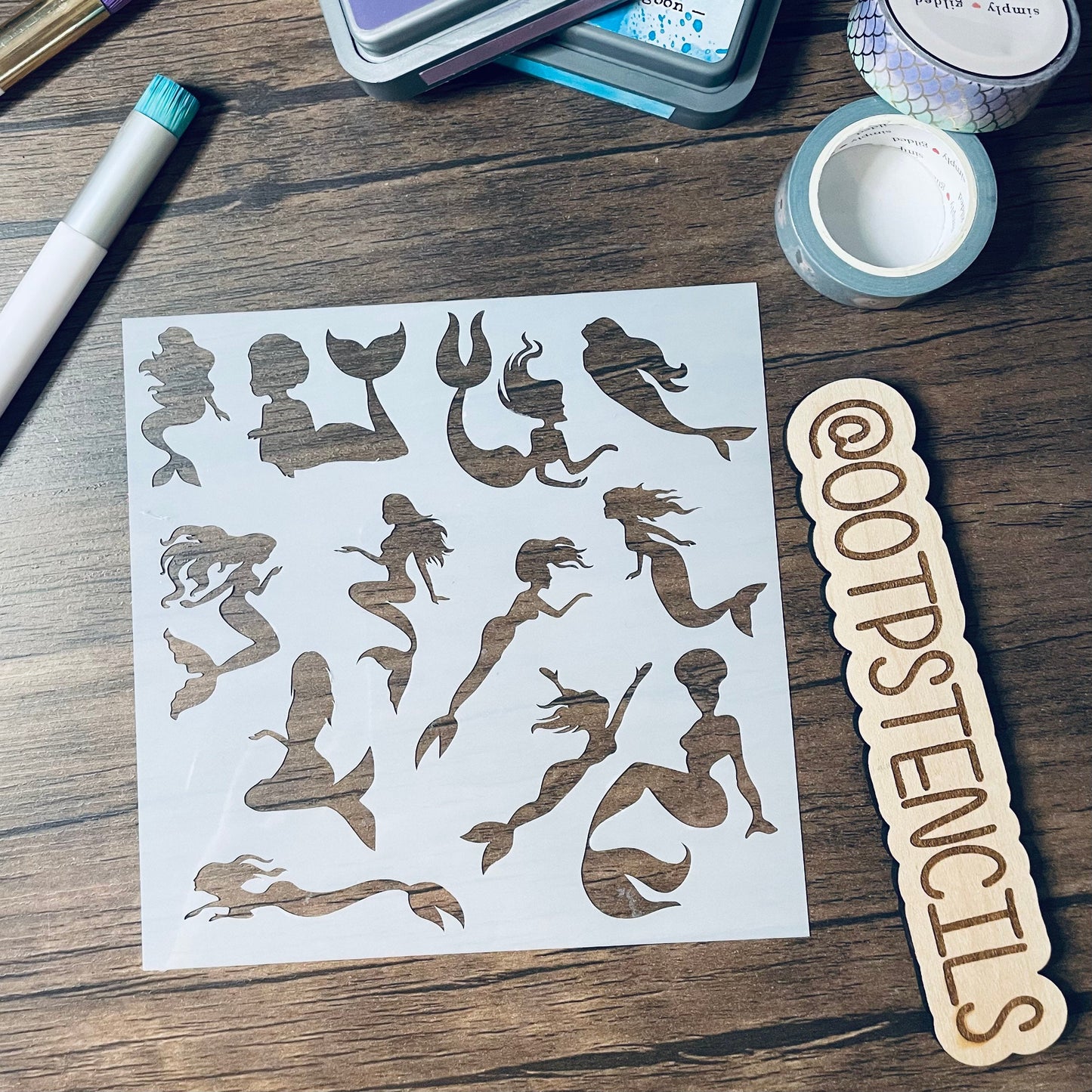 Mermaid Version 2 Stencil Planner/Bullet Journal/Art Journal/Inking Stencil/ bujo planner craft stencil inking card making