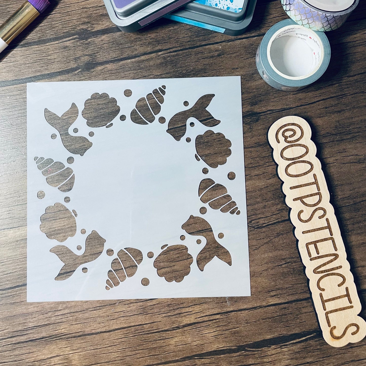 Shell Wreath Stencil Planner/Bullet Journal/Art Journal/Inking Stencil/ bujo planner craft stencil inking card making