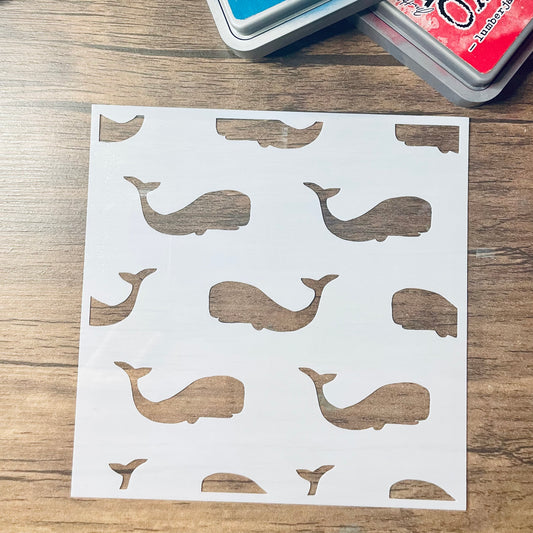 Large Whale Pattern Stencil
