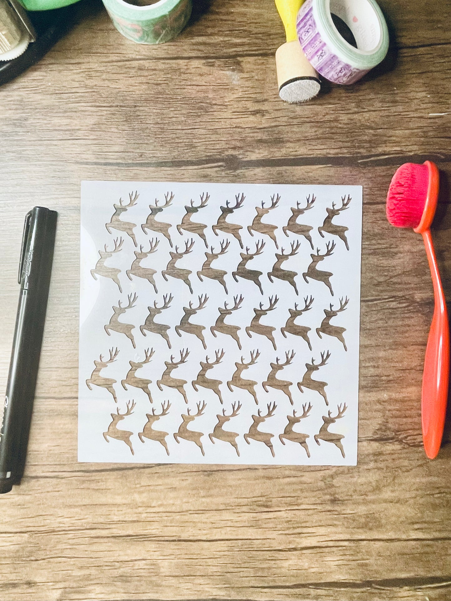 Prancing Reindeers Pattern Stencil