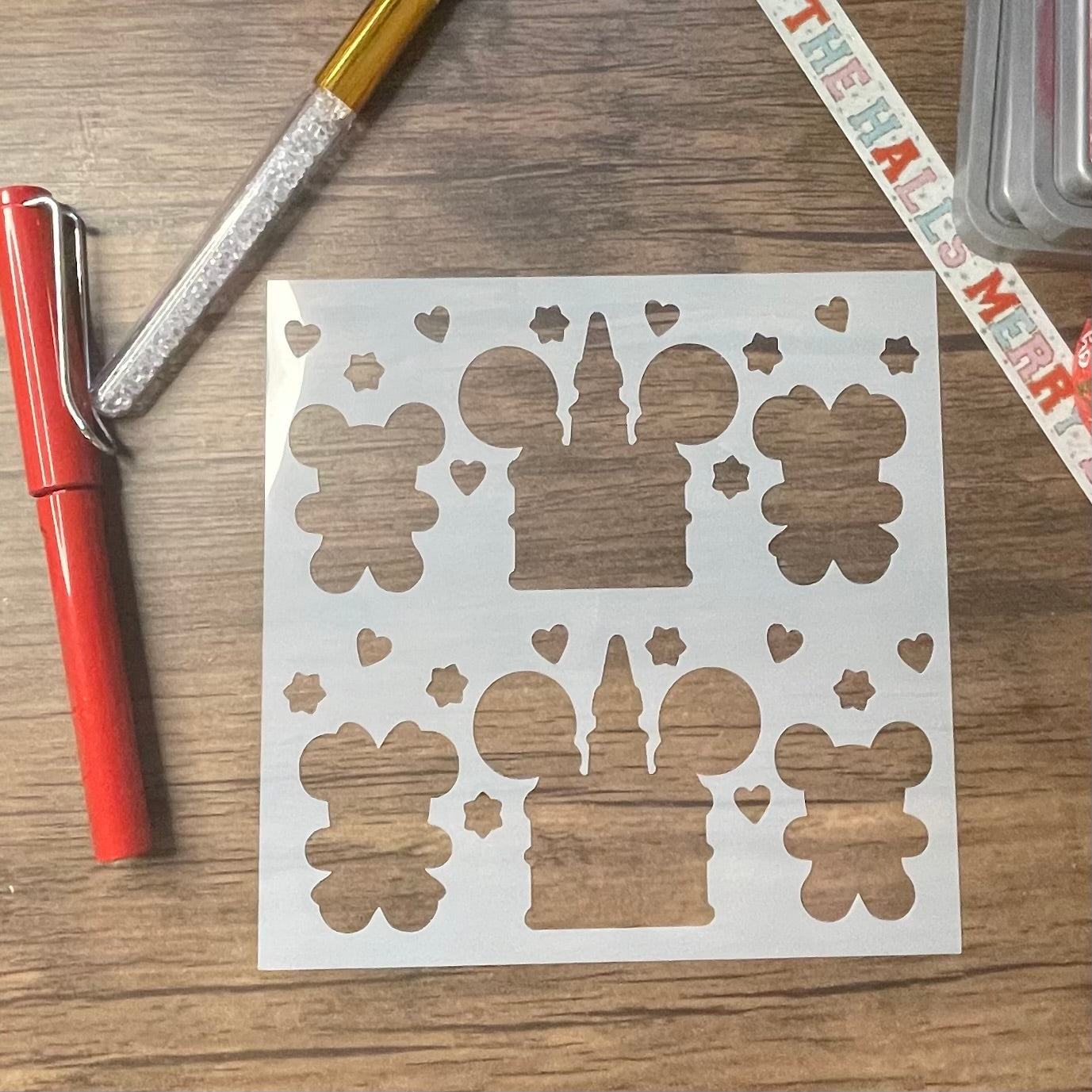 Mouse Gingerbread Cookies Pattern Stencil