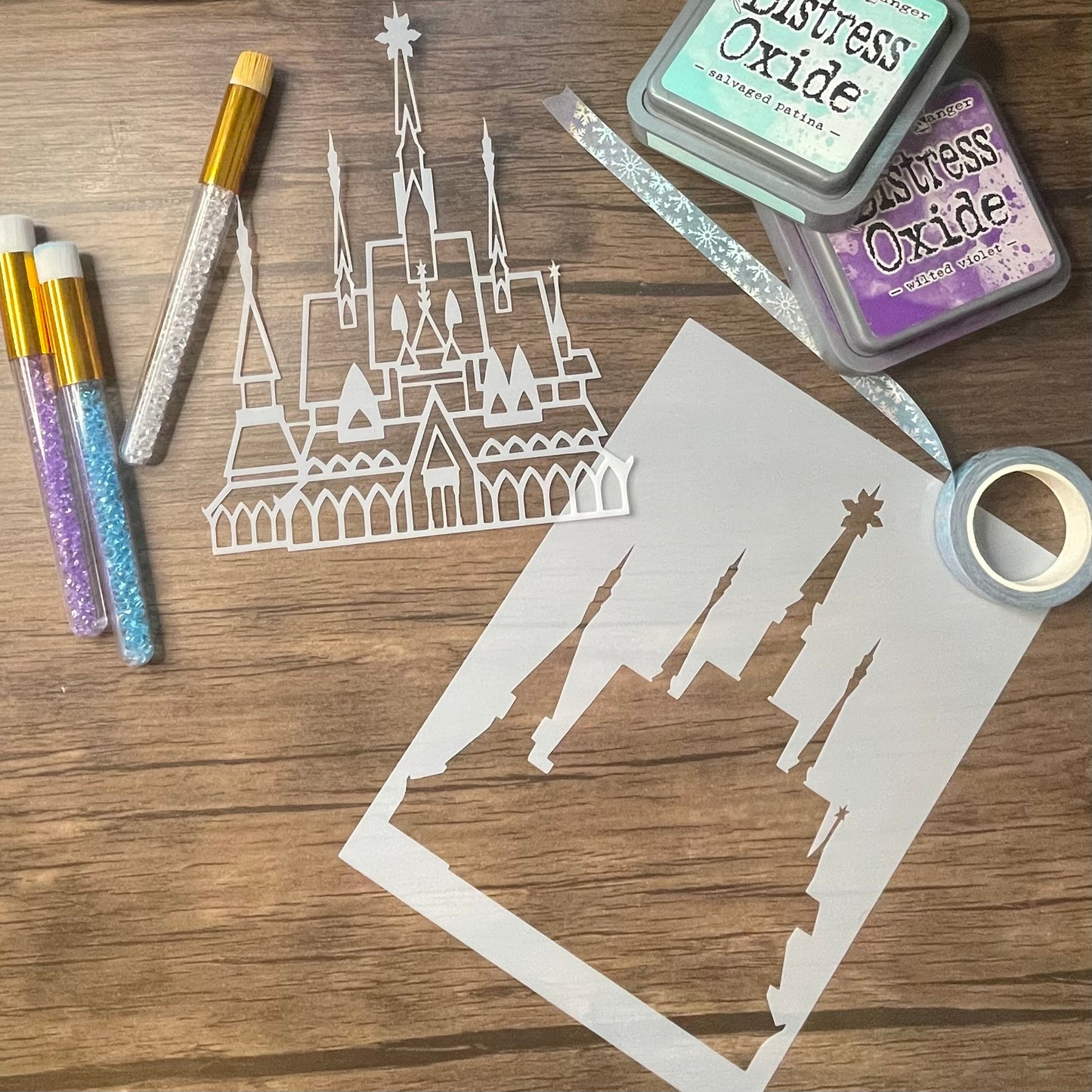 Ice Princess Line Castle Stencil (2 Pieces)