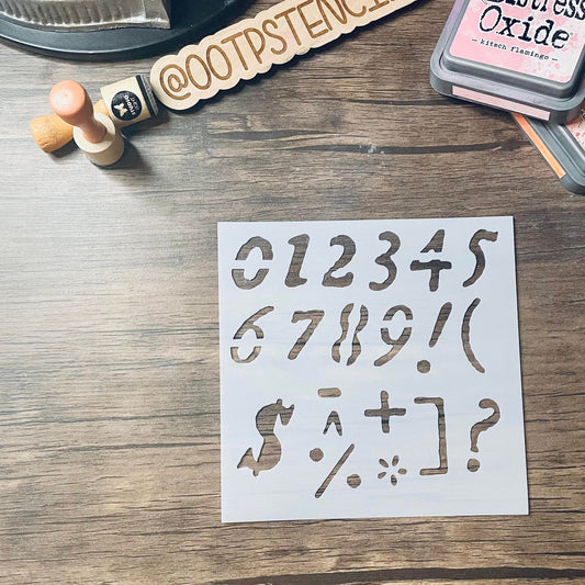 Folkmore Font Stencil Numbers-Small and Large available