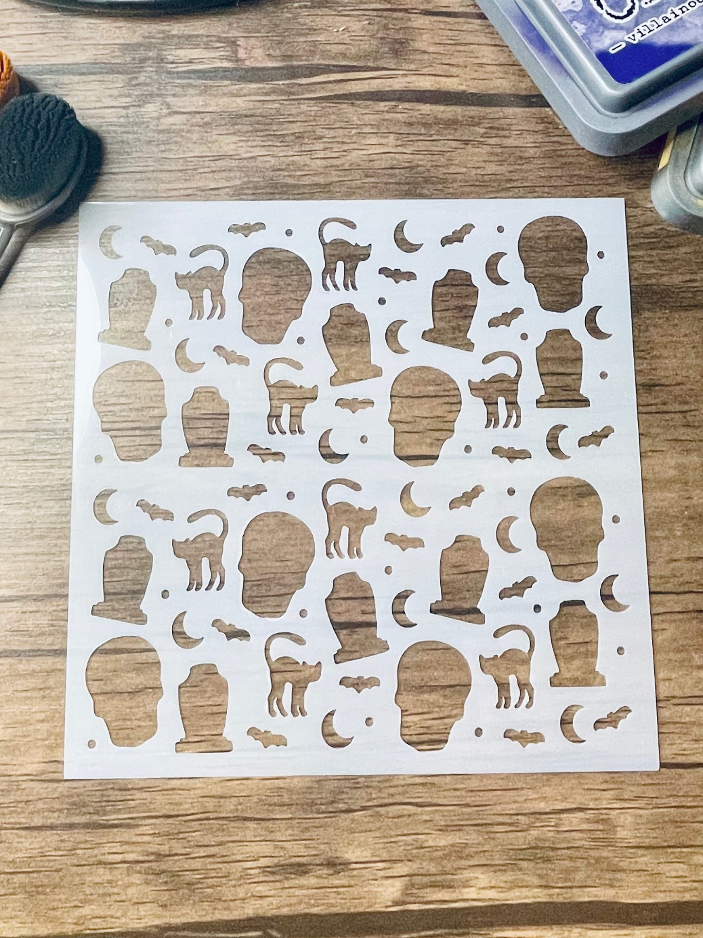 Halloween Night Pattern Stencil