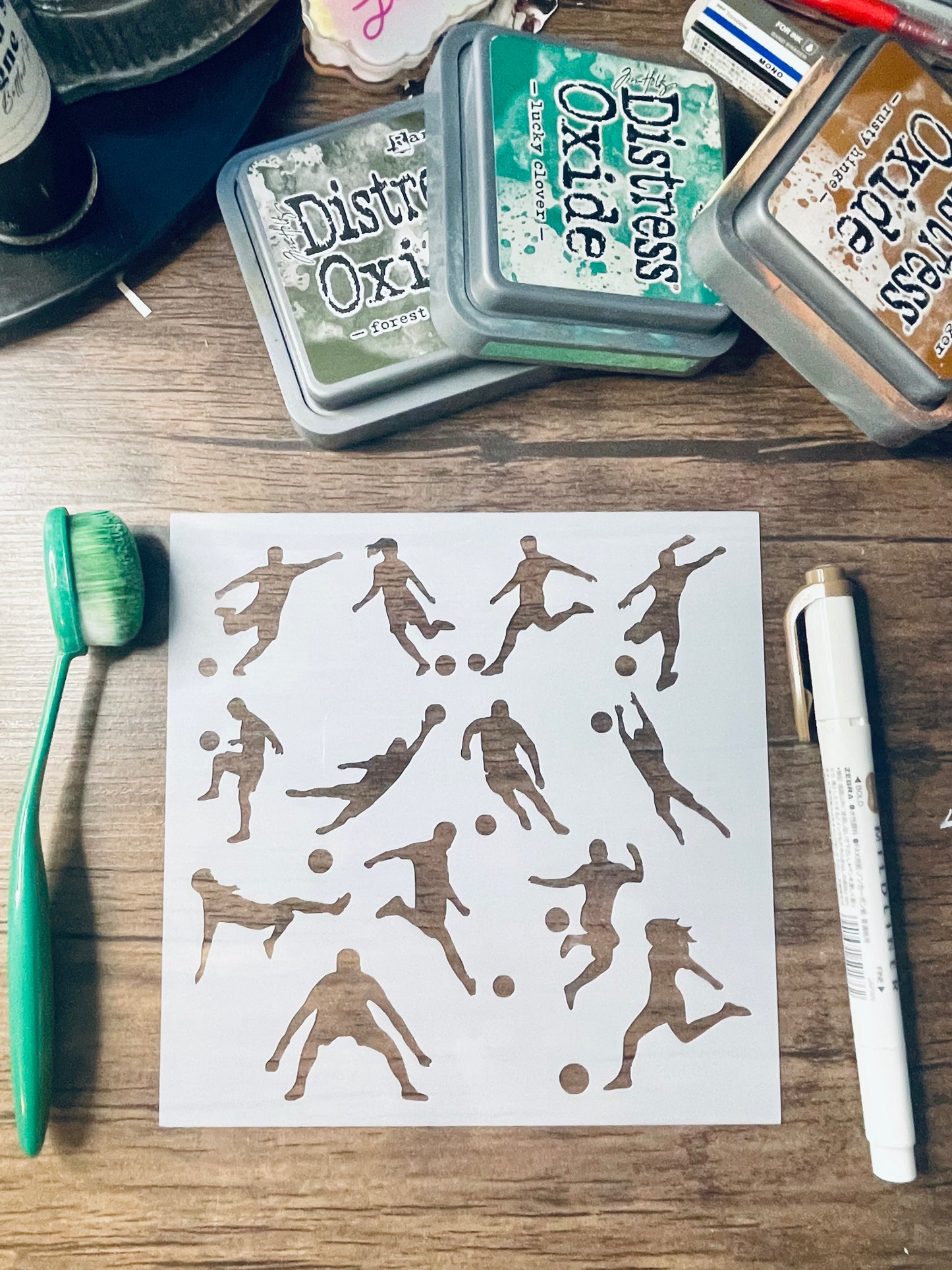 Soccer Player Variety Stencil