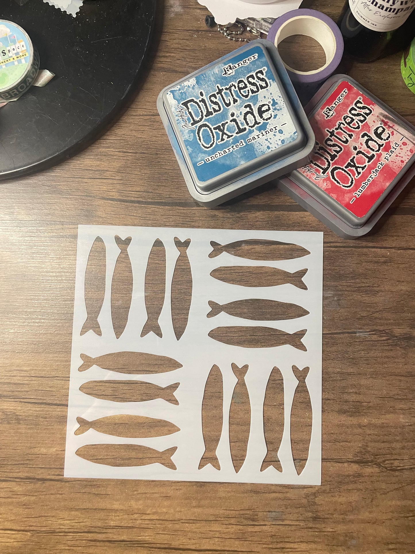 Large Sardines Pattern Stencil