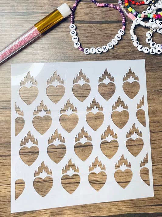 Burning Heart Pattern Stencil