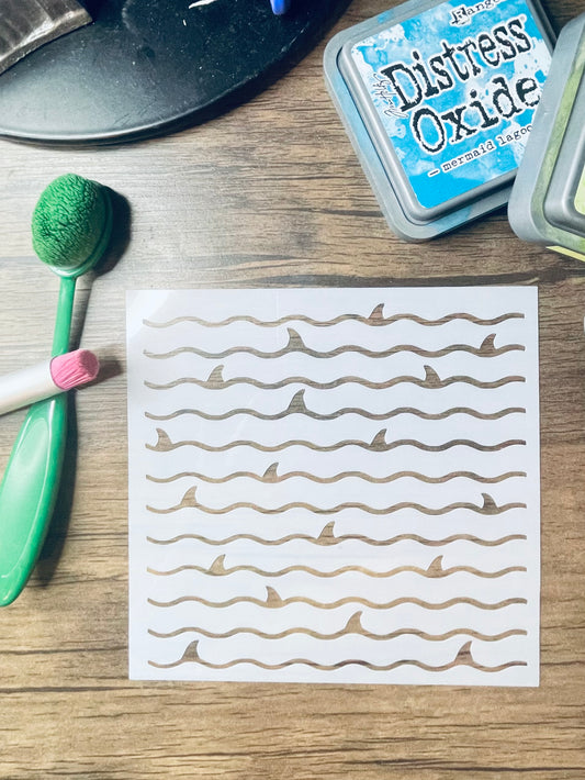 Shark Fins in the Water Pattern Stencil