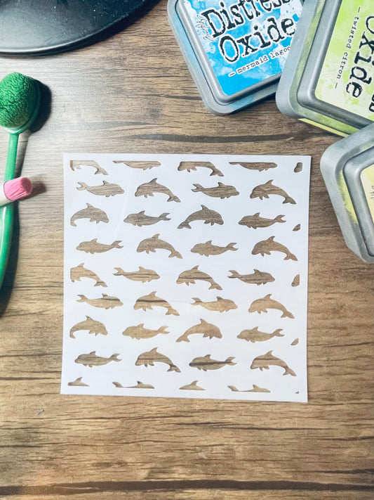 Swimming Dolphins Pattern Stencil