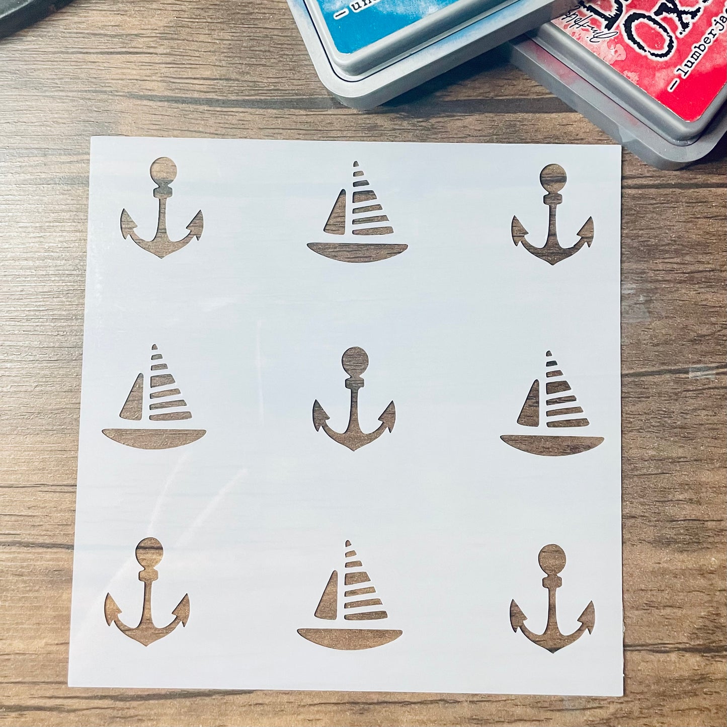 Anchor and Sailboat Pattern Stencil