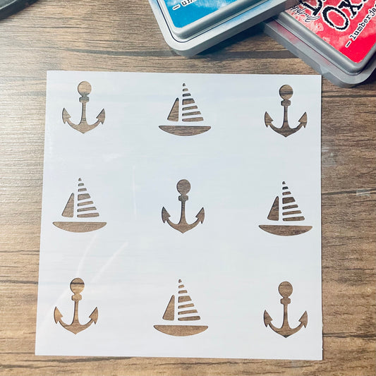 Anchor and Sailboat Pattern Stencil