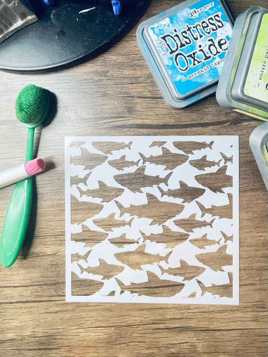Shiver of Sharks Pattern Stencil