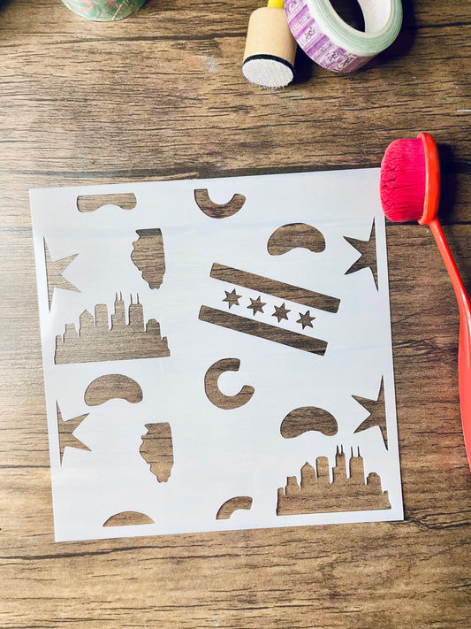 Chicago Icons Pattern Stencil