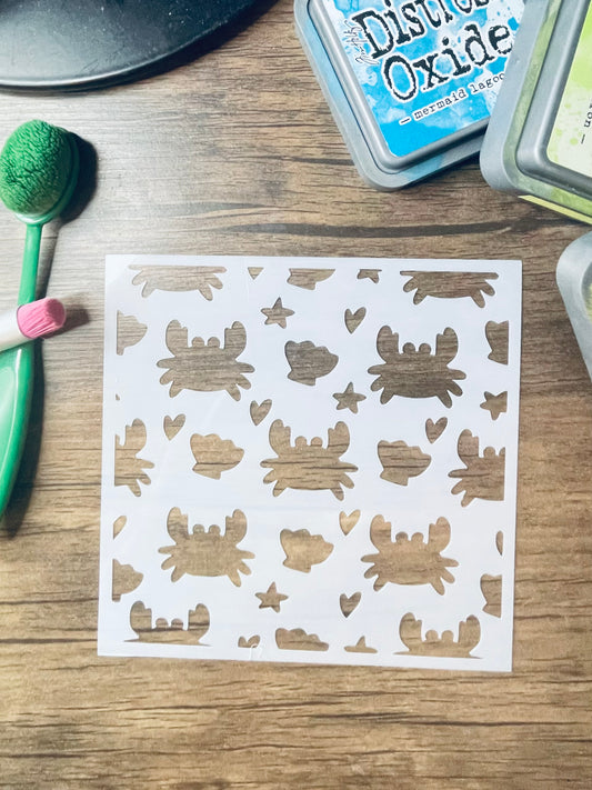 Crabby Shells Pattern Stencil