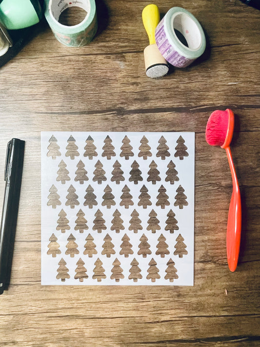 Cute Christmas Trees Pattern Stencil