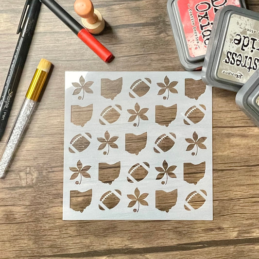 Ohio Football Pattern Stencil