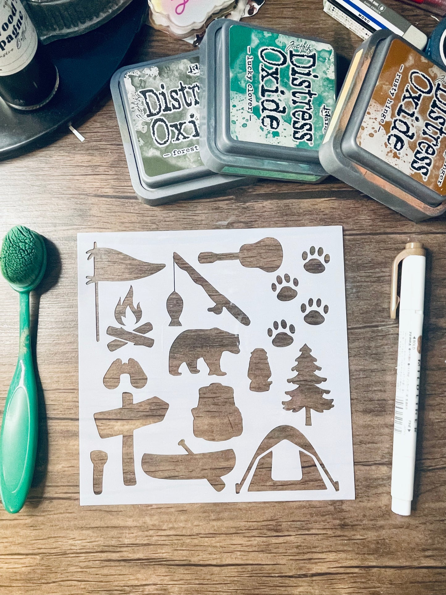 Gone Camping Icons Stencil