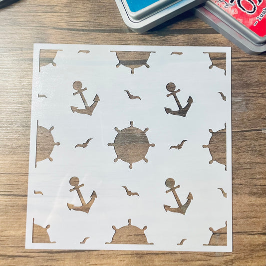 Anchor Wheel and Gull Pattern Stencil