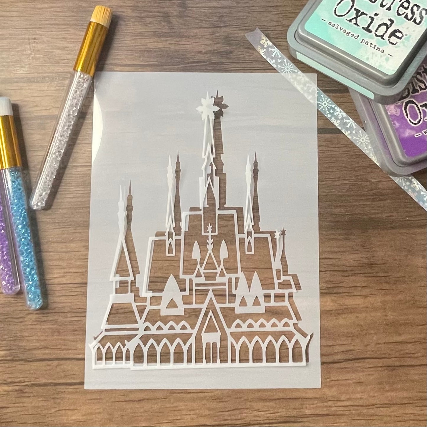 Ice Princess Line Castle Stencil (2 Pieces)