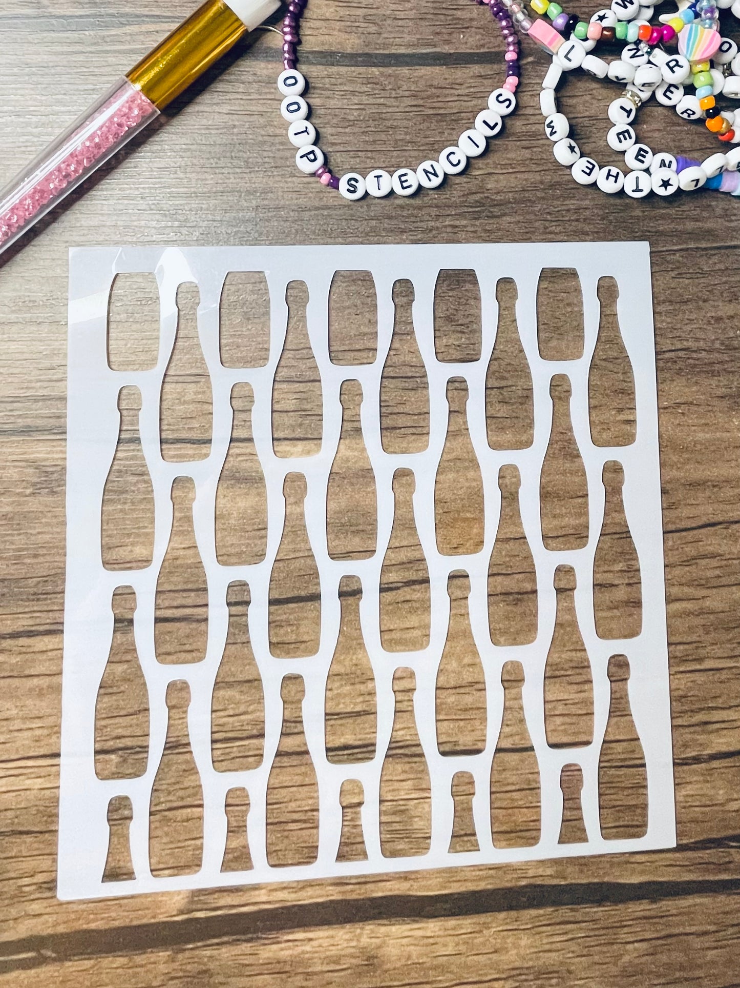 Champagne Bottles Pattern Stencil