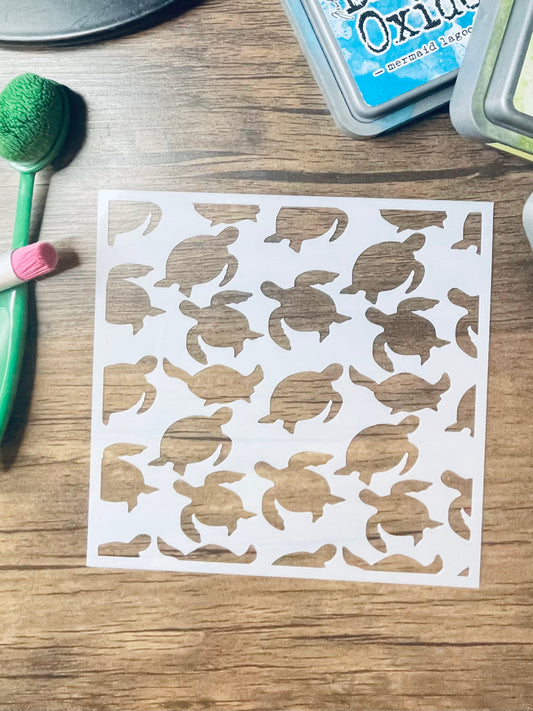 Swimming Turtles Pattern Stencil